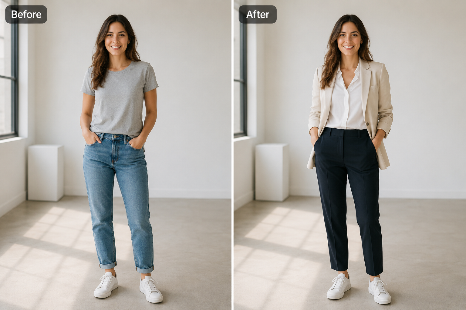AI clothes changer before and after example